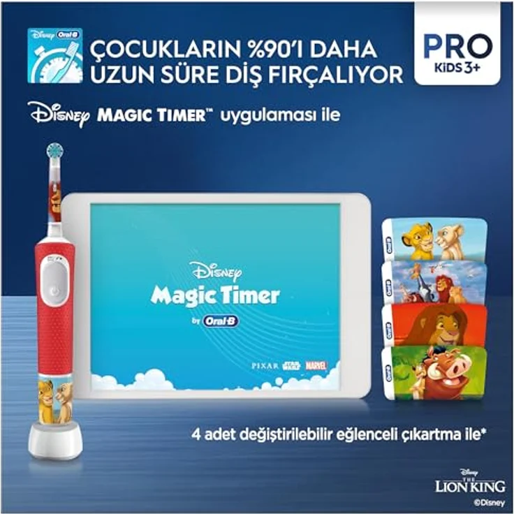 Braun Oral-B Pro Kinder König der Löwen, elektrische Zahnbürste mit rotierendem Bürstenkopf, Sensitiv-Modus und Timer für Kinder – Bild 6