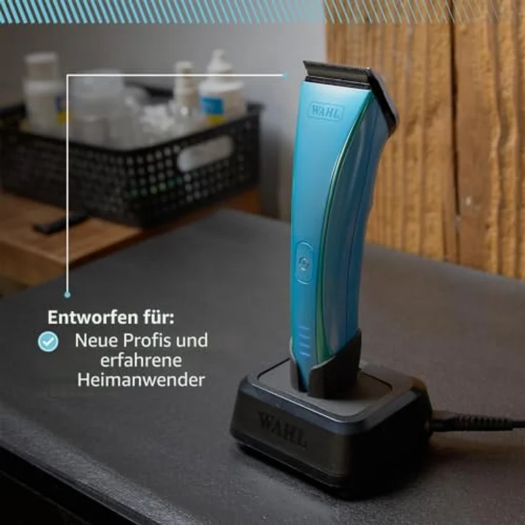 Wahl Pro Pet Motiva2 Blue Ivy, professioneller Tierhaarschneider mit 5-in-1 Schneidsatz, Akku- und Netzbetrieb, leise, ergonomisch und leicht – Bild 6