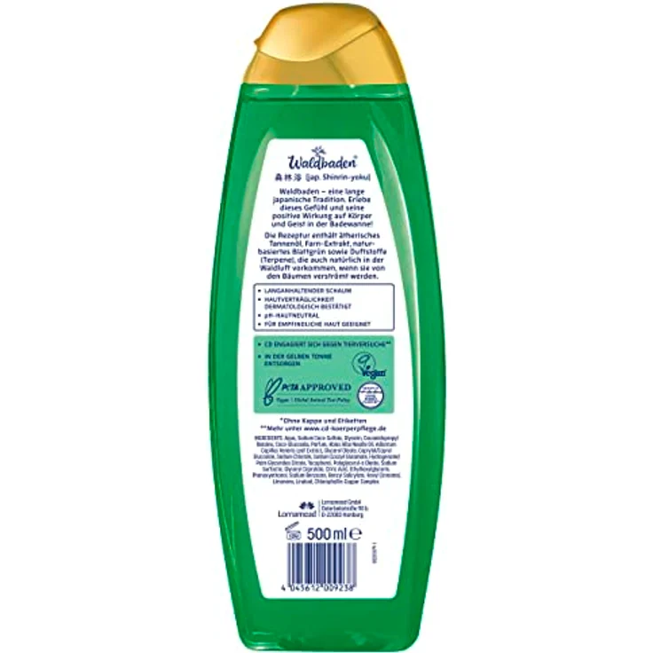CD Waldbaden Kraft Energie Schaumbad mit ätherischen Ölen von Tanne Farnen Entspannungsbad Blattgrün Flasche aus recyceltem Plastik veganer Badeschaum, Grün, holzig, 500 ml - Preisvergleich – Bild 2