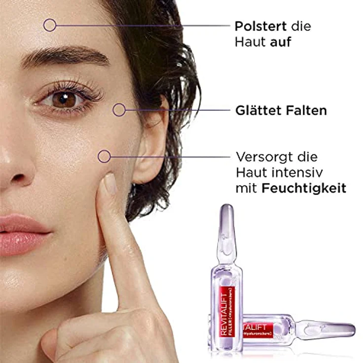 L'Oréal Paris Ampullen, Revitalift Filler, Anti-Aging Gesichtspflege, 4-Wochen-Kur, Anti-Falten und Volumen, Hyaluronsäure, 28 x 1,3 ml – Bild 3