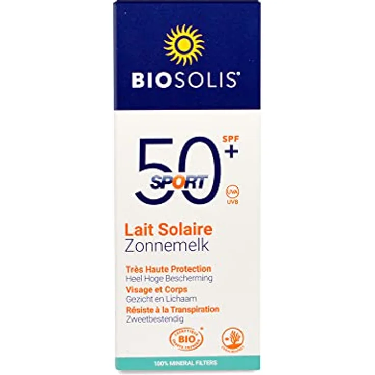 Bio Sonnenmilch Sport Extrem 50+ - UVA+UVB Schutz - Wasserfest - ohne Parfüme - Vegan + Bio Zertifiziert - Mineralischer Sonnenschutz - 98% natürliche Zutaten - 50ml