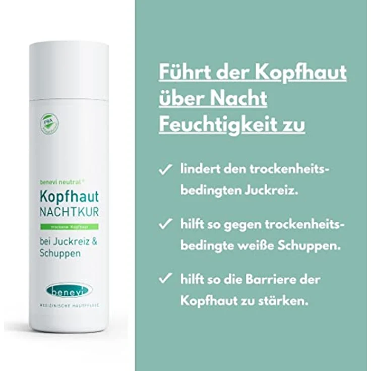 beneví NACHTKUR für trockene Kopfhaut, Lotion gegen Juckreiz und Schuppen, feuchtigkeitsspendende Haarmaske mit Panthenol und Zinkgluconat – Bild 4
