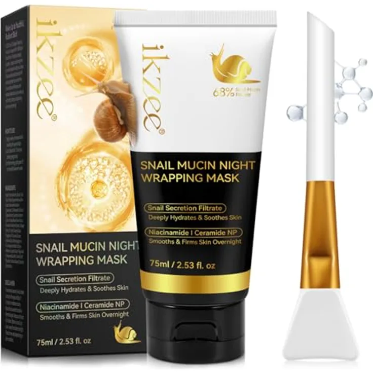 P-Beauty Gesichtsmaske Nachtmaske mit Snail Mucin & Kollagen, Feuchtigkeits- und Regenerationspflege über Nacht, 75 ml