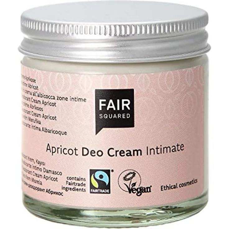 Fair Squared Deo-Creme Intimate Deo Cream Apricot, 50 ml - natürliche Pflege mit Aprikosenkernöl und feuchtigkeitsspendenden Inhaltsstoffen