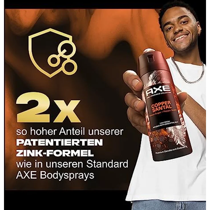 Axe Premium Bodyspray Copper Santal Deo ohne Aluminiumsalze mit 72 Stunden Schutz gegen Körpergeruch 150 ml 1 Stück – Bild 3