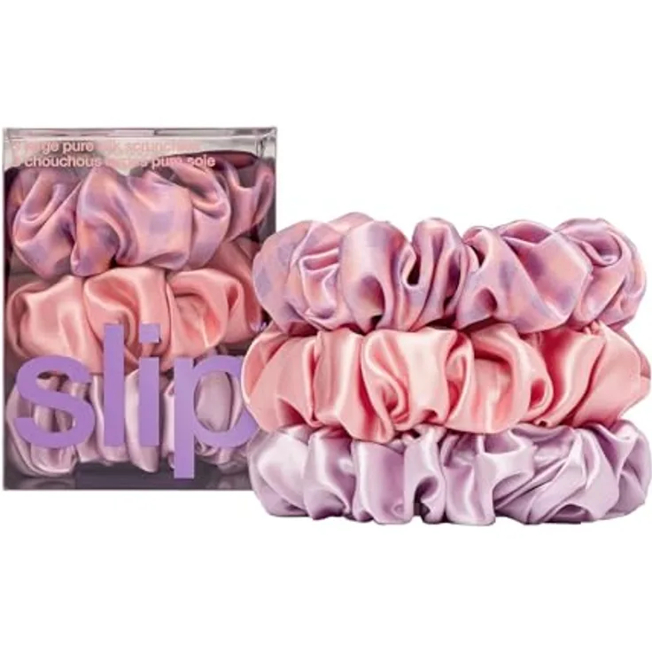 SLIP Große Haargummis aus reiner Seide, Anti-Falten- und Bruchschutz-Design, Belleflower: in Iris, Wildblume und Rose