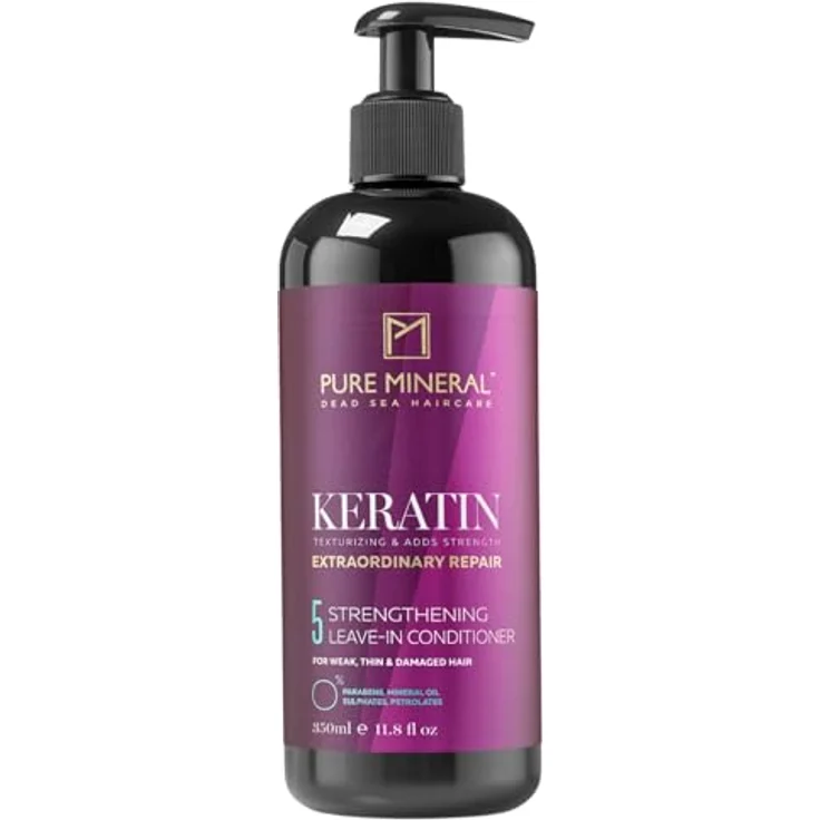 M PURE MINERAL DEAD SEA COSMETICS Pure Mineral - Keratin-Conditioner ohne Ausspülen, feuchtigkeitsspendend, entwirrend, schützend, ohne Sulfate, Parabene, Petrolate, 350ml – Bild 1