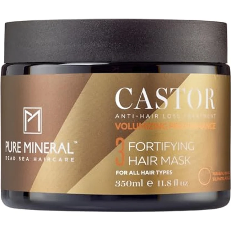 M PURE MINERAL DEAD SEA COSMETICS Pure Mineral Haarmaske mit Rizinusöl, 350ml - Stärkt und spendet Feuchtigkeit für schwaches Haar, mit Omega-9, ohne Sulfate, Parabene und Petrolate – Bild 1
