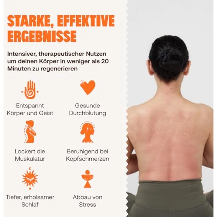 Shakti Mat Nacken-Massagekissen, Akupressurkissen für Schulter und Kopf, intensive Massage, BIO-Baumwolle, PREMIUM Orange – Bild 4