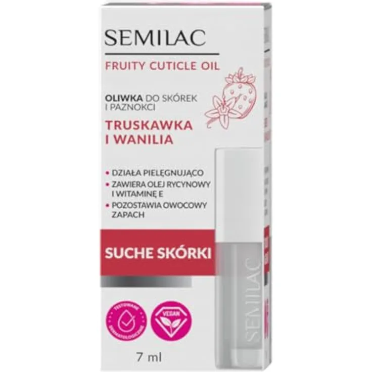 Semilac Nagelöl Erdbeere Vanille, 7 ml - Intensiv pflegendes Nagelöl mit Rizinusöl und Vitamin E für gesunde Nägel und gepflegte Nagelhaut