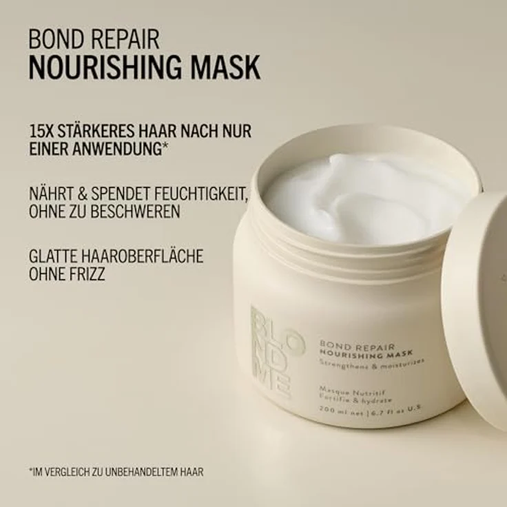 Schwarzkopf Professional BLONDME Bond Repair Nourishing Mask Haarmaske Glättend, Hydratisierend Und Weichmachend 200 ml, für Blondes Haar – Bild 3