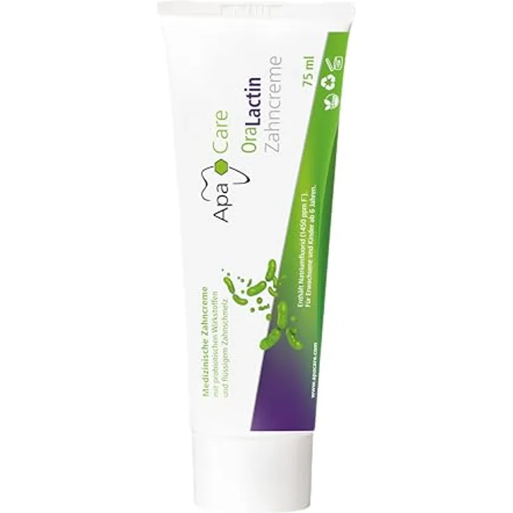 OraLactin ApaCare Remineralisierende Zahncreme mit probiotischer Wirkung | flüssiger Zahnschmelz, L-Arginin | 3 x 75ml