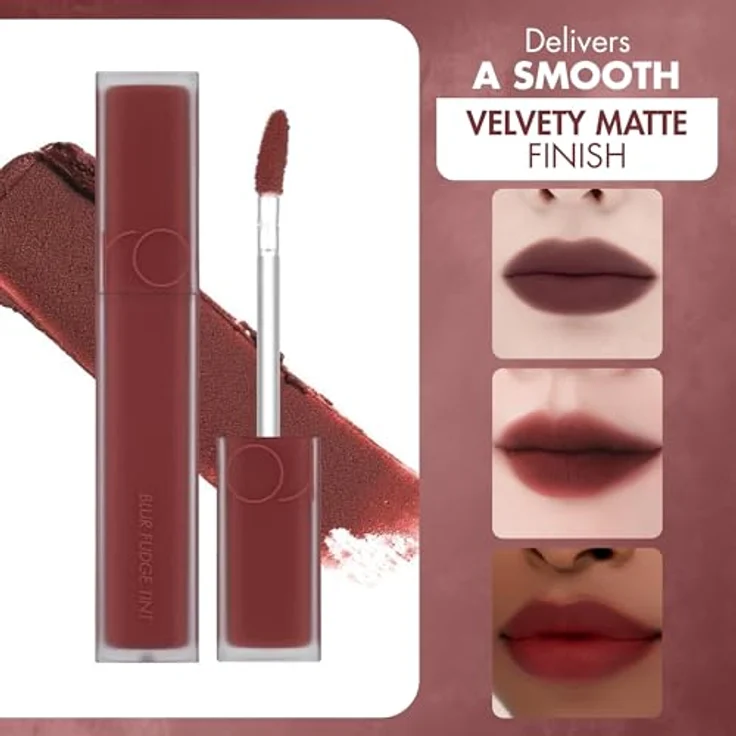 rom&nd Blur Fudge Tint 5g, Lippenstift in 04 RADWOOD, samtige matte Textur für einen verwischten Effekt – Bild 5