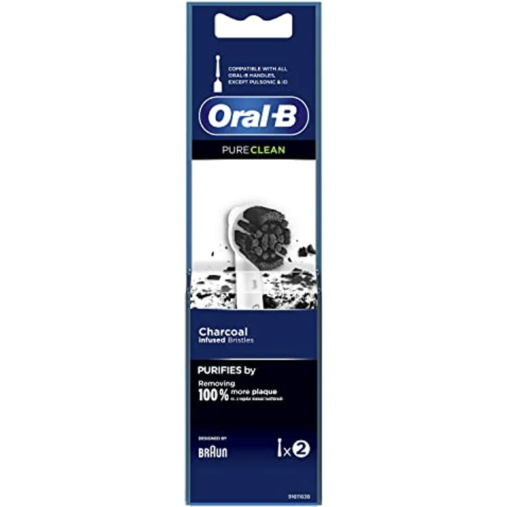 Braun Oral-B EB20CH-2 Pure Clean Ersatz-Ersatzköpfe, Aktivkohle-Technologie für effektive Plaque-Entfernung, mittlerer Härtegrad, kompatibel mit mehreren Oral-B Modellen – Bild 2