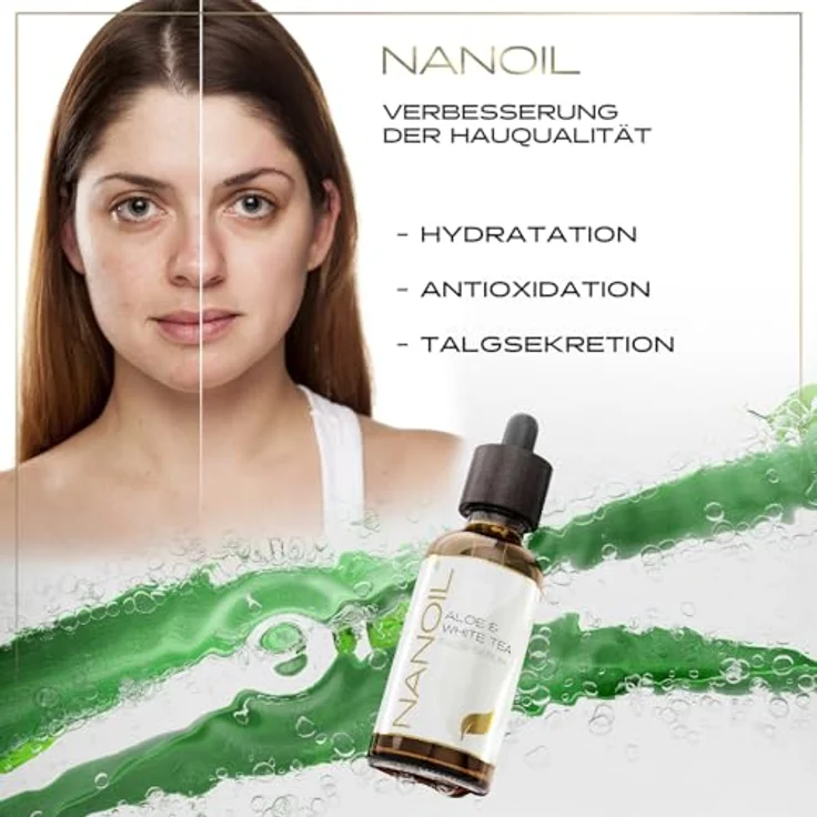 NANOIL Nanoil Aloe & White Tea Face Serum 50ml - Nährendes, revitalisierendes, antioxidatives Gesichtsserum – Bild 3