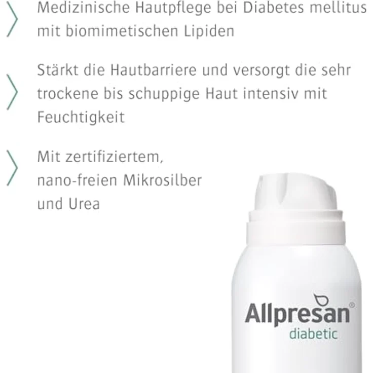 Allpresan diabetic MIKROSILBER + REPAIR Schaum-Creme, effektive Pflege für sehr trockene Haut bei Diabetes mellitus - 200ml – Bild 4