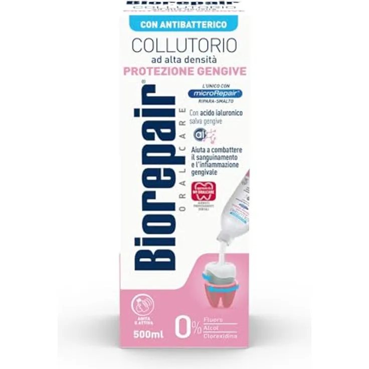 Biorepair Gum Protection Mouthwash, Mundspülung zur Zahn- und Zahnfleischpflege, 500 ml, bekämpft Zahnbelag und Bakterien