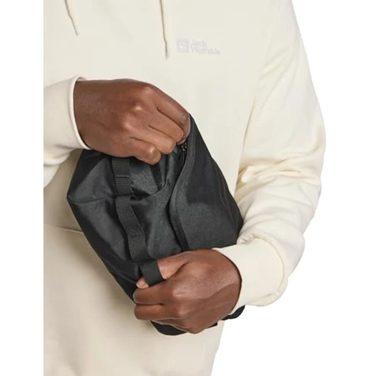 Jack Wolfskin Kulturbeutel KONYA WASHBAG, recyceltes ARMATECH PLUS 600D-Gewebe, abnehmbarer Spiegel, mehrere Fächer, grau – Bild 2