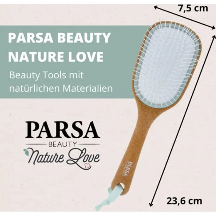 PARSA Beauty Nature Love Kork Haarbürste groß – Nachhaltige Wet & Dry Bürste für nasses und trockenes Haar – Haarbürste ohne Ziepen mit 70% Kork – Entwirrbürste Hair brushes – Bild 3