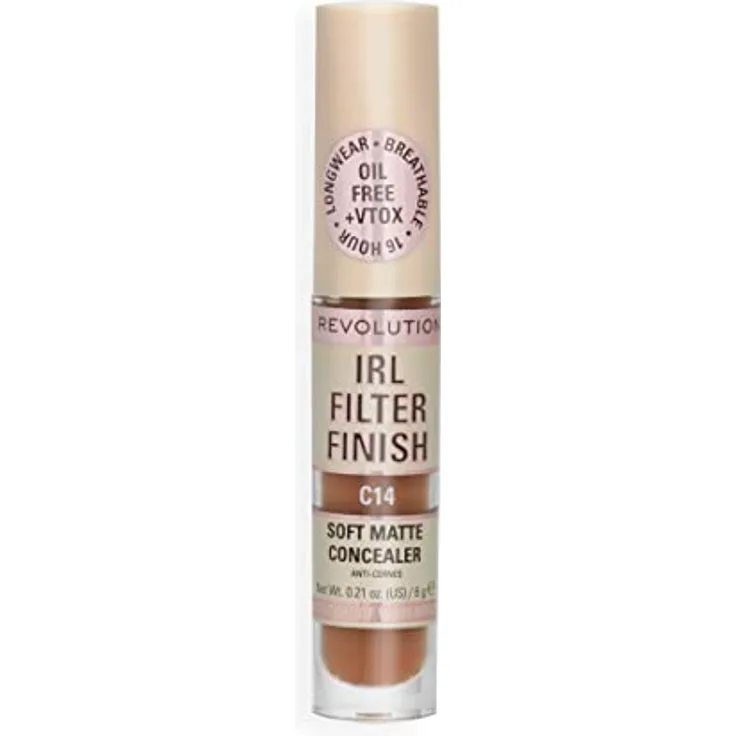 Makeup Revolution , IRL Concealer Filter Finish, mittlere oder vollständige Abdeckung, C14, 6 g