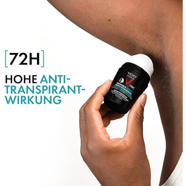 VICHY Vichy Homme Deo Roll-on 72h AT Invisible, Deo-Roll-on für Männer, Schweißhemmend, Besonders hautfreundlich, Keine Spuren auf der Kleidung, Ohne Alkohol, Für empfindliche Haut, 50 ml – Bild 2