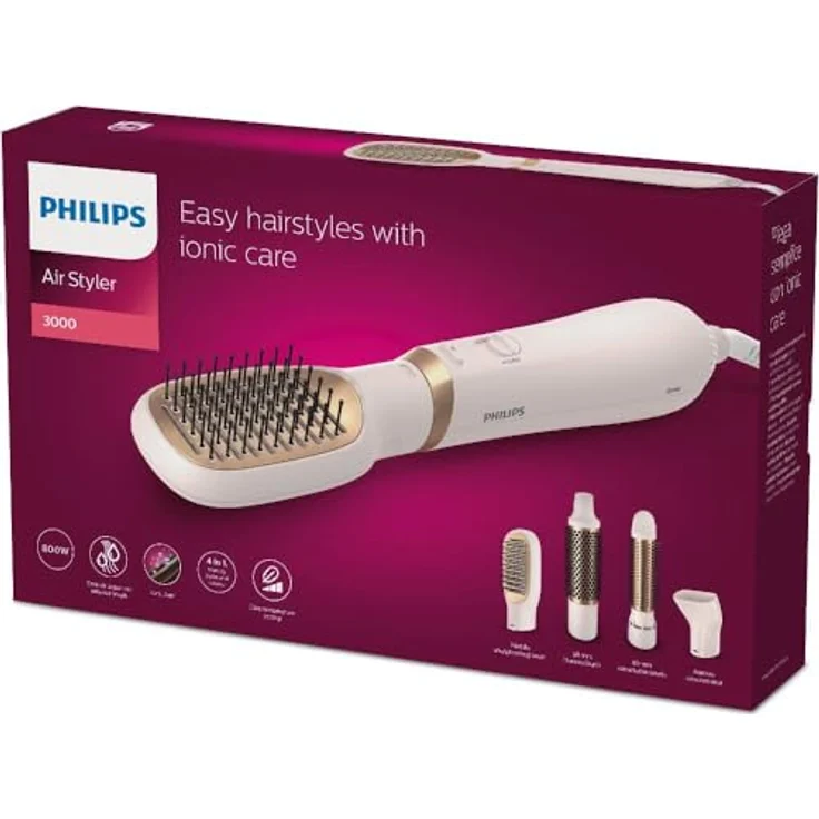 Philips Warmluftbürste Air Styler BHA310/00, 800 Watt, 3 Heizstufen, 2 Geschwindigkeitsstufen, Ionenfunktion, ergonomisches Design – Bild 2