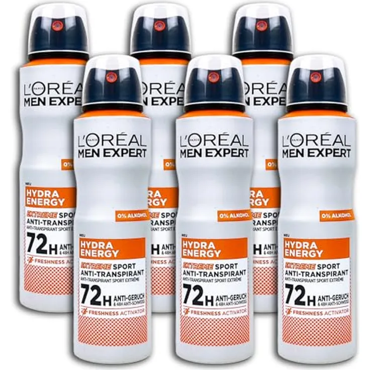 L'ORÉAL Men Expert Deospray Hydra Energy Extreme Sport, Antitranspirant Deodorant, 6er Pack, 6 x 150 ml