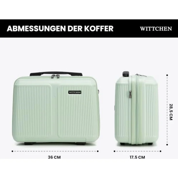 WITTCHEN Stripes Line Kosmetiktasche, Hartschalenkoffer aus ABS mit Shoulder Strap, mintgrün, zwei Fächer und Unterteilungen – Bild 2