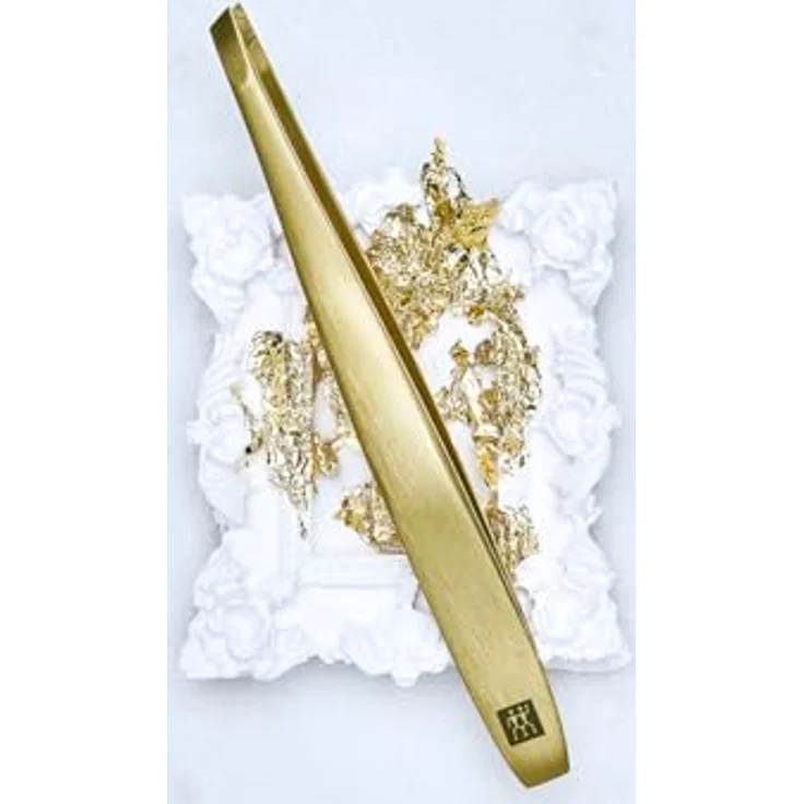 Zwilling Premium Gold Schräge Pinzette, präzise Handhabung für feine Härchen, goldfarbig – Bild 3