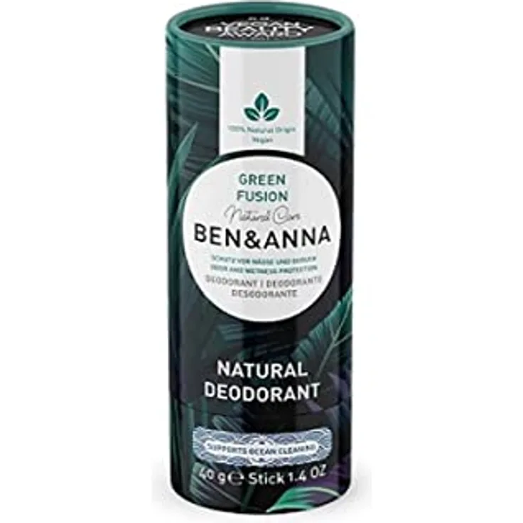 BEN&ANNA veganes Papertube Deo GREEN FUSION | zertifizierte Naturkosmetik Deocreme | plastikfreies Deodorant 40g