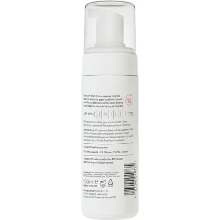 Sebamed Anti-Rötungen Reinigungsschaum, 150 ml, parfumfrei, für Rosacea Gesichtspflege, mildert Rötungen – Bild 2