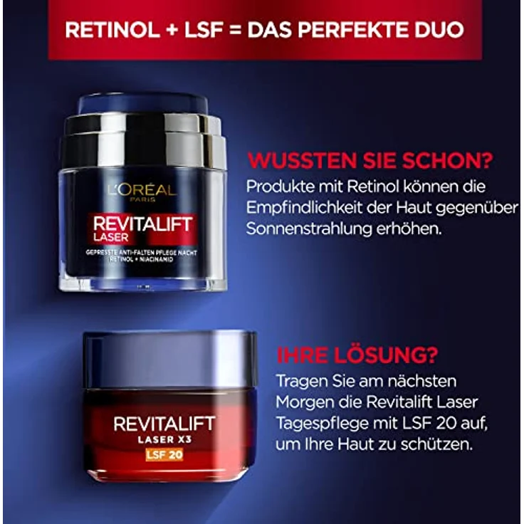 L'Oréal Paris Revitalift Laser Gepresste Anti-Falten Pflege Nacht Retinol Niacinamid Nachtcreme 50 ml – Bild 6