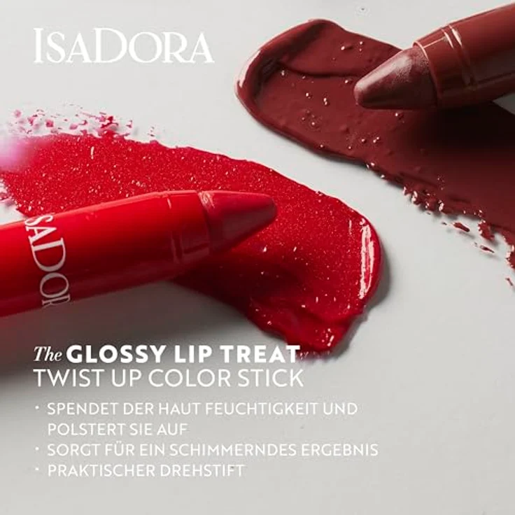 Isadora The Glossy Lip Treat Twist Up Color Stick (Sugar Crush 15, 3,3 g) mit Squalan-Öl – Bild 3