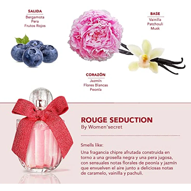Women'secret Rouge Seduction Eau de Parfum 100ml - Fruchtiger Chypre Duft, sinnliche Birne, Jasmin, Karamell – Bild 3
