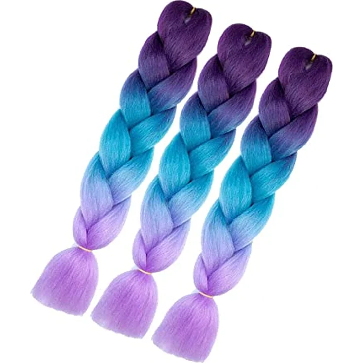 Shangxiu Braids Extensions, lila Zöpfe Haarverlängerungen aus hitzebeständiger Faser, 24" Länge, 300g Set – Bild 4