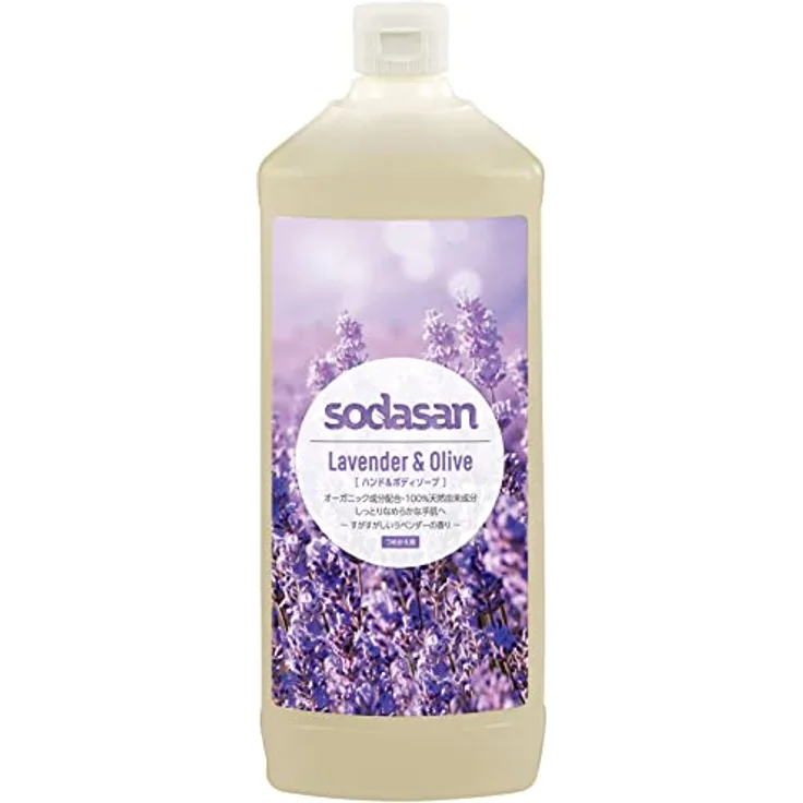 SODASAN Flüssigseife Lavendel & Olive, 1 l, feuchtigkeitsspendend, für alle Hauttypen, ohne Farb- und Konservierungsstoffe