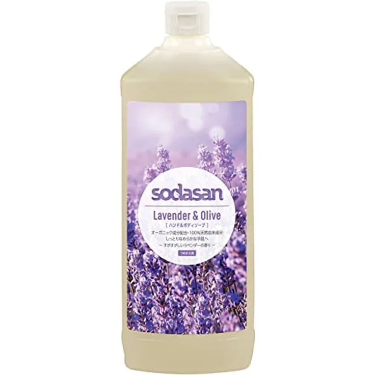 SODASAN Flüssigseife Lavendel & Olive, 1 l, feuchtigkeitsspendend, für alle Hauttypen, ohne Farb- und Konservierungsstoffe – Bild 1