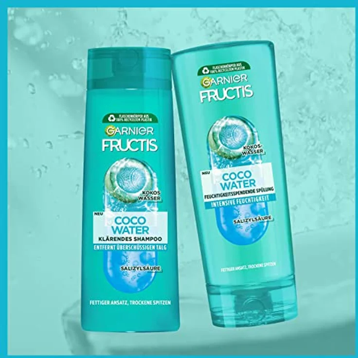 Garnier Klärendes Shampoo gegen einen fettigen Haaransatz und trockene Spitzen, Mit Kokoswasser für kraftvolles Haar, Fructis Coco Water, 6 x 250 ml – Bild 4