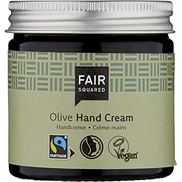 AIR SQUARED Hand Creme Olive 50 ml - Handpflege für trockene Haut - vegane Naturkosmetik - Zero Waste im Mehrweg-Glastiegel – Bild 1