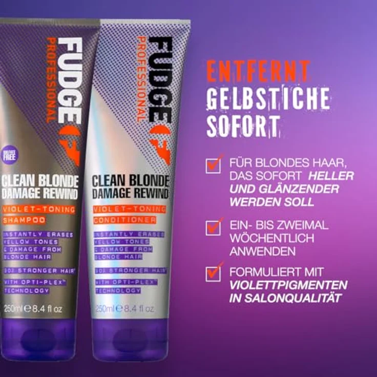Fudge Clean Blonde Damage Rewind Viollett Toning Shampoo 1000 ml – Bild 6