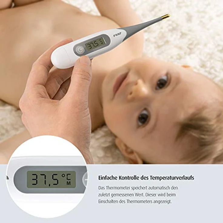 Reer GmbH ExpressTemp mit flexibler Spitze Digitales Fieberthermometer für orale, rektale und axillare Messung, mit Fieberalarm – Bild 4