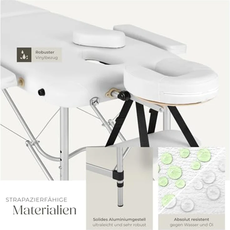 Tectake 2 Zonen Massageliege mit 4 cm Polsterung und Aluminumgestell – Bild 8