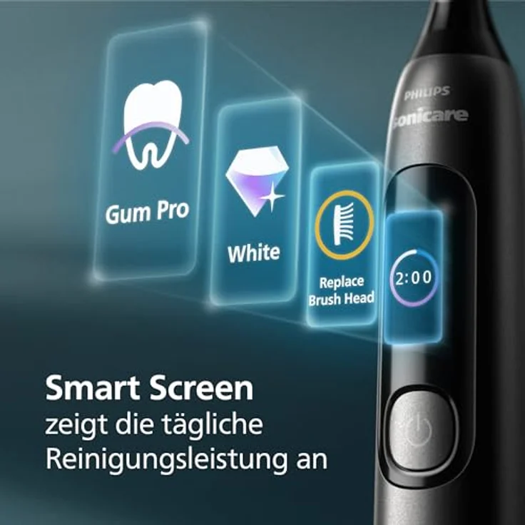 Philips Sonicare AdvancedClean Limited Edition, Elektrische Zahnbürste mit Smart Screen, Drucksensor, 5 Putzmodi, Erinnerungsfunktion und Schwarz, HX3792/11 – Bild 3