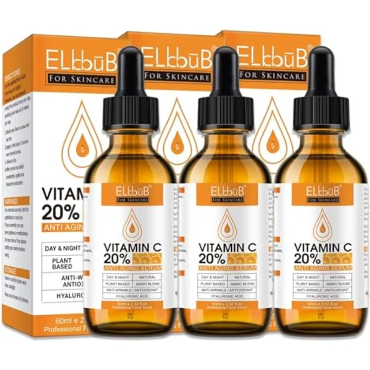 P-Beauty Cosmetic Accessories Gesichtsserum 60ml, mit 20% Vitamin C und E, Hyaluronsäure, Anti Aging, vegan, hypoallergen, farbstofffrei