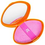 Real Techniques Miracle 2-in-1 Puderquaste+Reiseetui, doppelseitiger Puff zum Mischen von Make-up, Gummiband, Präzisions-Make-up-Schwamm und Puderquaste, für Flüssigkeiten,2 Stück
