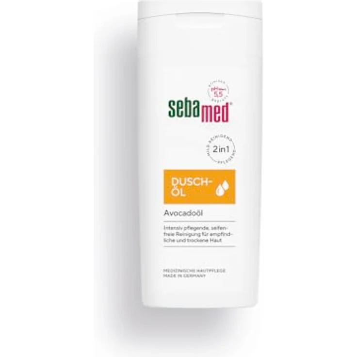 Sebamed Duschöl 200 ml, seifenfreie Reinigung mit Avocadoöl, intensiv pflegend für empfindliche und trockene Haut, pH 5,5, vegan – Bild 1