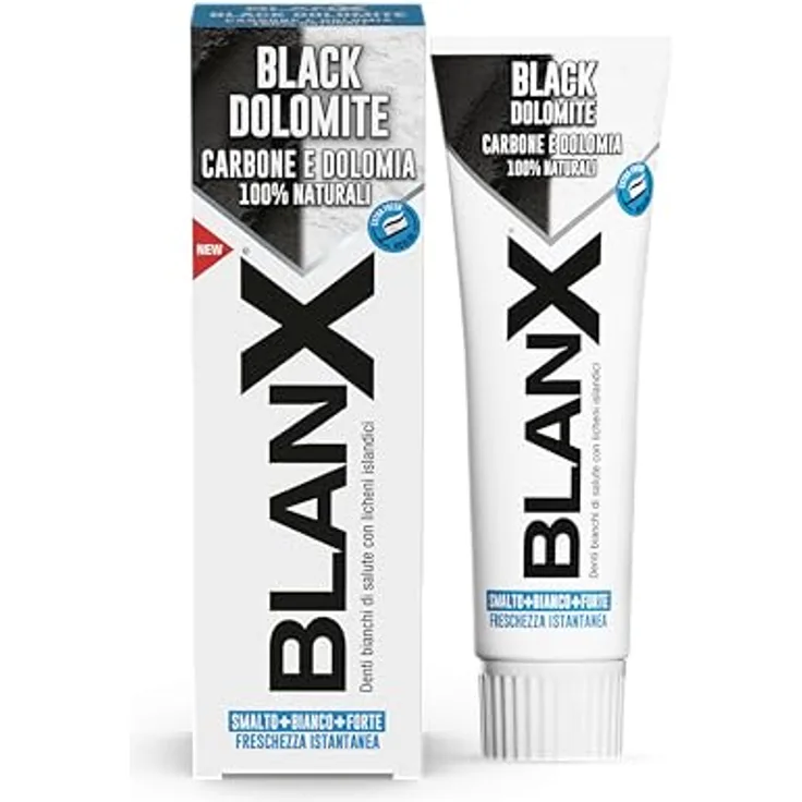 BLANX Black Dolomite, aufhellende Zahnpasta mit isländischen Flechten und Aktivkohle, 75 ml
