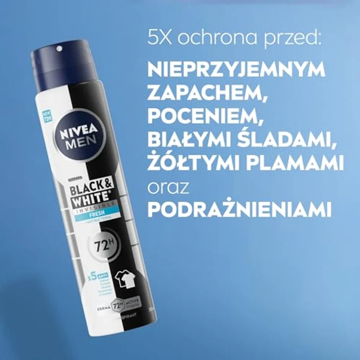 NIVEA MEN Black&White 48H Invisible Fresh Antitranspirant Spray, 250ml, 5-in-1 Schutz ohne Alkohol – Bild 5