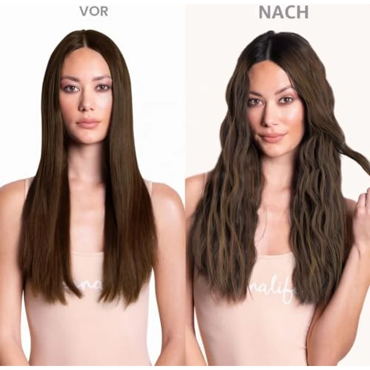 WENNALIFE Clip in Extensions Echthaar, 60cm 120g 7pcs Balayage Dunkel Braun to Chestnut Braun, Remy Haarverlängerung mit silikonverstärkten Clips – Bild 5