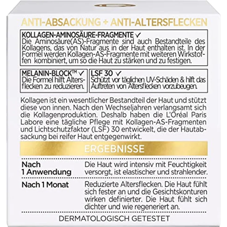 L'Oréal Paris Age Perfect Pro-Kollagen Tagespflege LSF 30, 50ml - Anti-Absackung & Anti-Altersflecken, Kollagen, Melanin-Block, Lichtschutzfaktor 30 – Bild 5